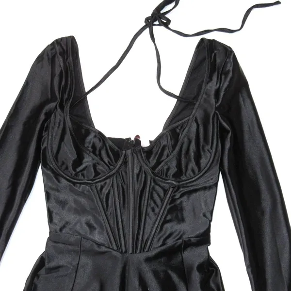 NWT House Of CB Grazia in Black Disco Satin Corset Fitted Mini Dress S Plus Cup - Image 9