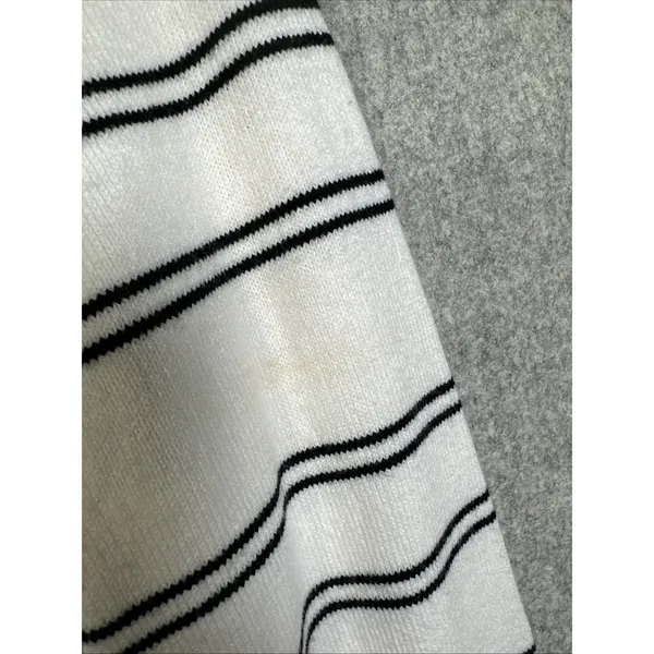 French Connection Medium Sweater Striped Mock Neck White‎ Black Long Sleeve - Image 9