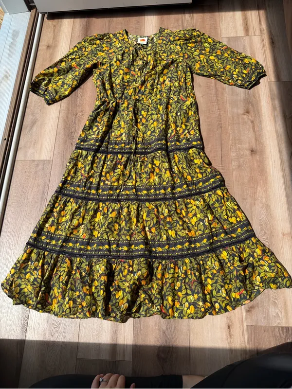 Farm Rio Star Fruits Maxi Dress Medium M 100% Cotton Floral Fruit Print - Image 3