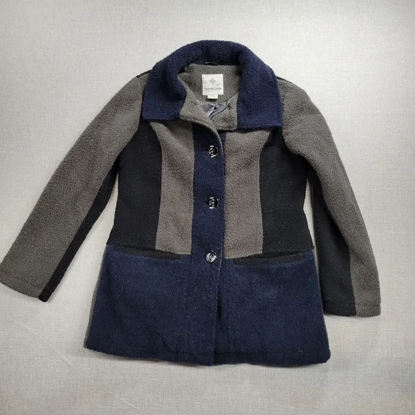 Weather Tamer Women's Coat Jacket S Blue Gray Colorblock Fleece Lined Button - Image 7