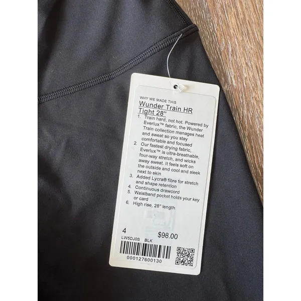 Lululemon Wunder Train High Rise 28” Black Size 4 NWT - Image 5