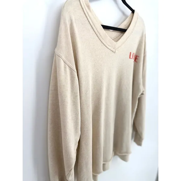 Aerie Women Small Love This Moment Graphic V-Neck‎ Oversized Sweatshirt Top - Image 4