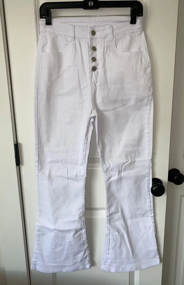 SheIn White High Waisted Jeans - Image 3