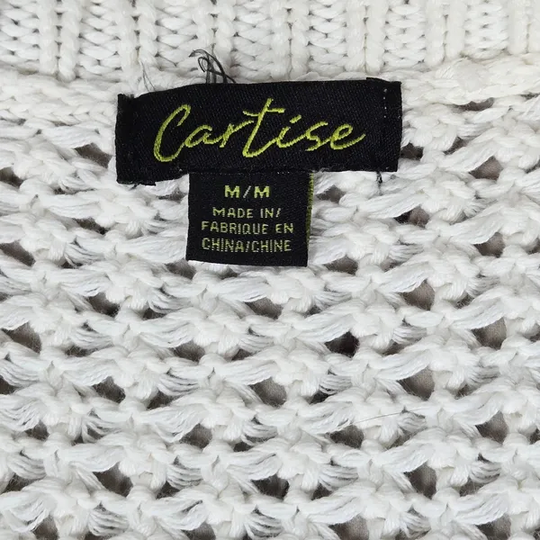 Cartise Womens Medium Cream Cotton Knit Crochet Button Front Cardigan Duster‎ - Image 4