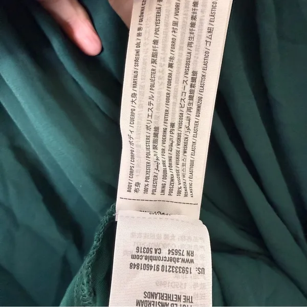 Abercrombie & Fitch Green Ruched Babydoll Mini Dress Small Tall - Image 5