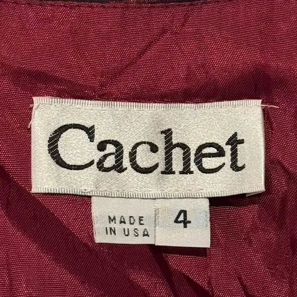 Vintage Cachet Dress Prom Hoco Gown 90s Formal Empire Dark Romance Burgundy Sz 4 - Image 3