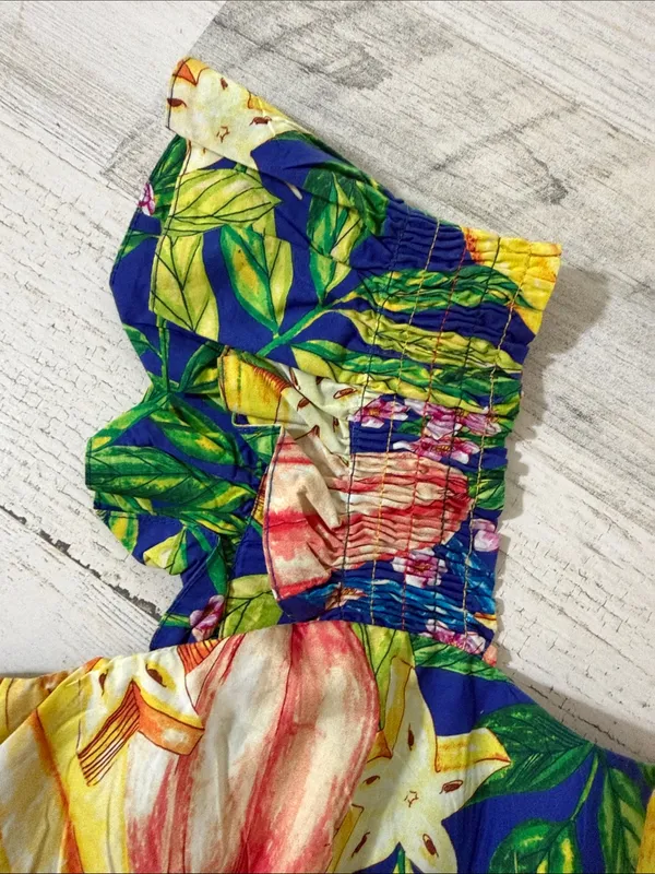 FARM Rio Caipirinha Mini Dress Tropical Fruit Flutter Sleeve Size Large - Image 5