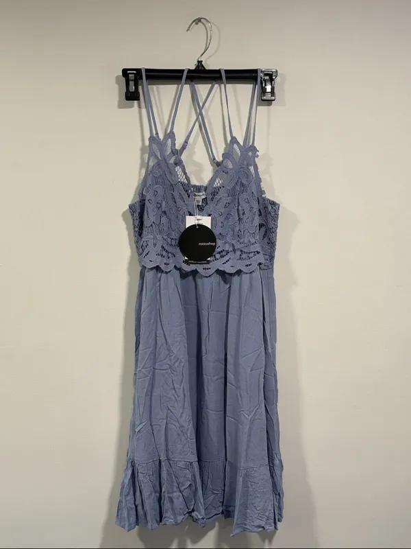 mittoshop Dusty Blue Ruffle Hem Sundress - Image 2