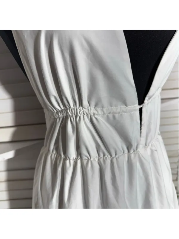 Vintage Y2K maxi dress backless plunge white tiered coquette boho fairy cocktail - Image 9