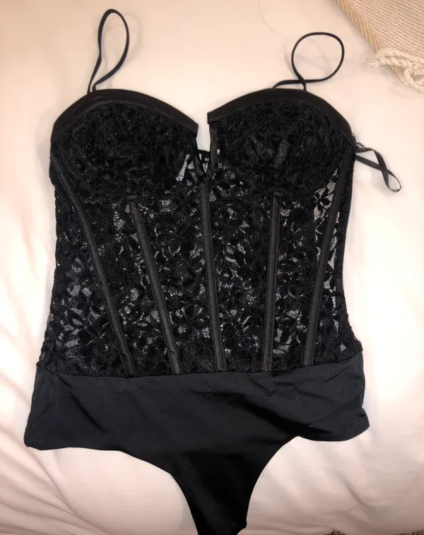 Superdown Black Lace Corset Bodysuit - Image 3