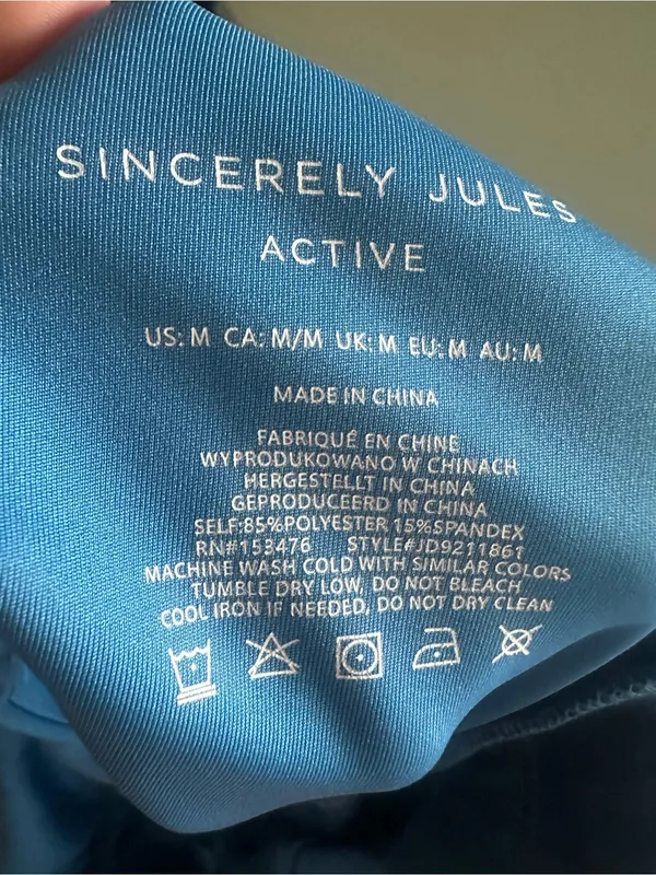 Sincerely Jules Blue Activewear Dress Green Neckline White Straps Size M - Image 3