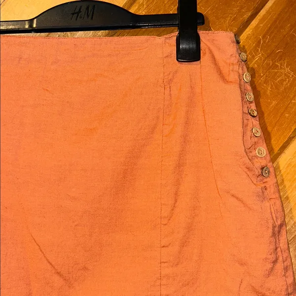 Free people burnt orange linen blend mini skirt with side buttons - Image 2