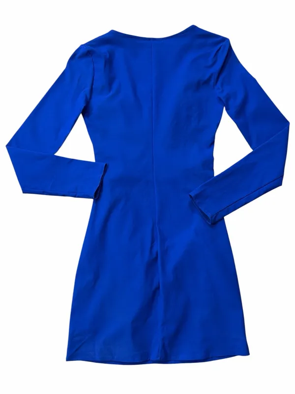 Bershka Royal Blue Square-Neck Ruched Mini Dress - Image 2