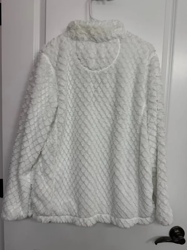 Simply Southern White Plush Sherpa Quarter Zip Pullover Women’s Medium - Image 7