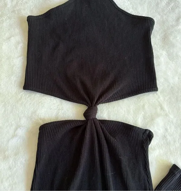 VICI Black Ribbed Cut Out Waist Maxi Dress Women's Size Small - Image 3