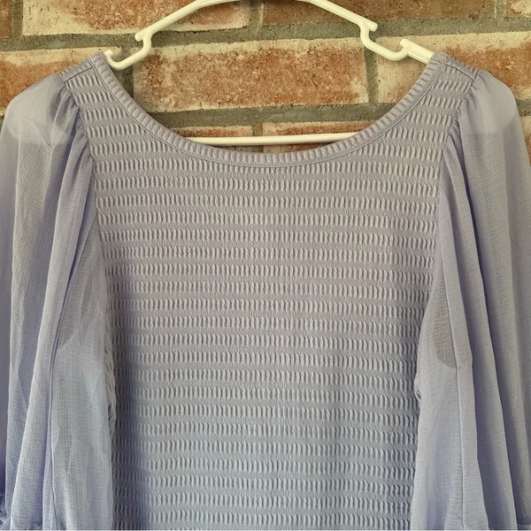 Anthropologie Balloon Sleeve Smocked Top Blouse Women’s Small S Purple - Image 3