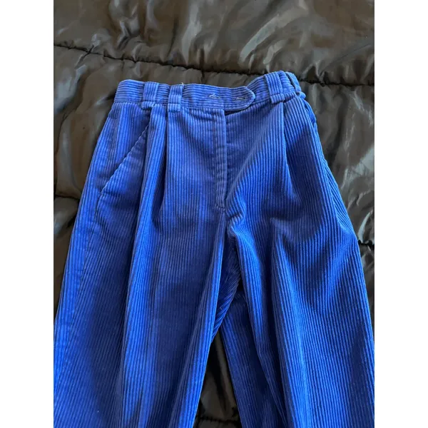 Francis Ferent Brussels Vintage Blue Corduroy Pleated Tapered Pants Sz small - Image 7