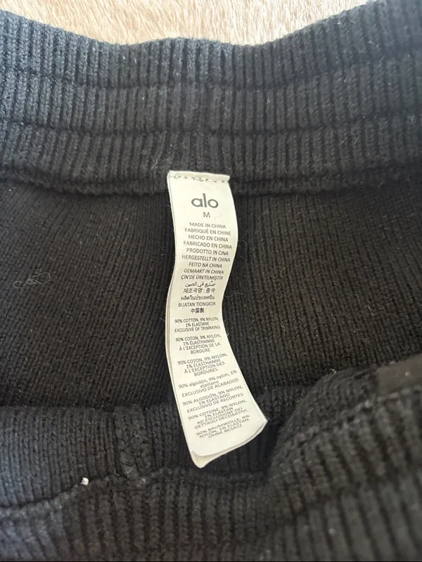Alo Scholar Sweatpants Straight Leg Heavy Knit Black - Image 2