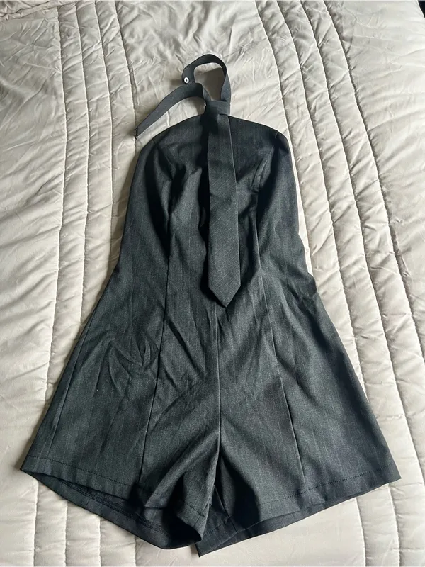 Women's Black Halter Tie Romper - Image 2