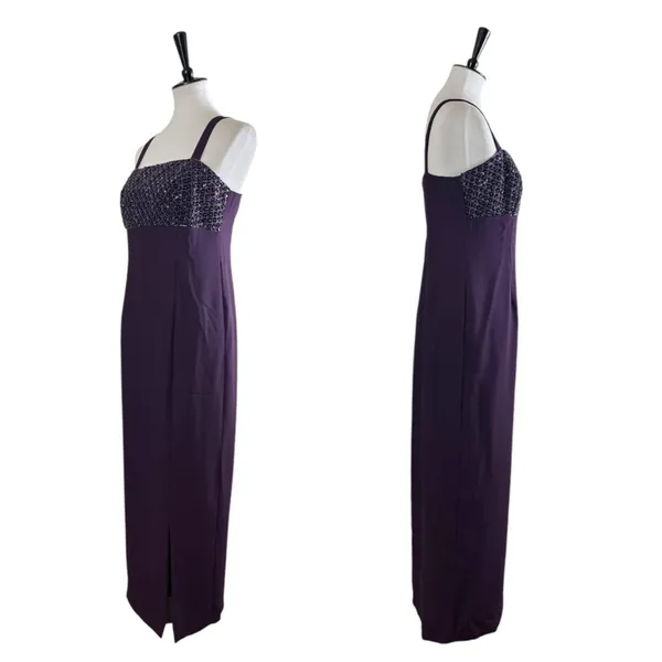 Karen Miller Vintage Jacket Long Dress Beaded Sequins Plum Purple Women’s Size 8 - Image 10