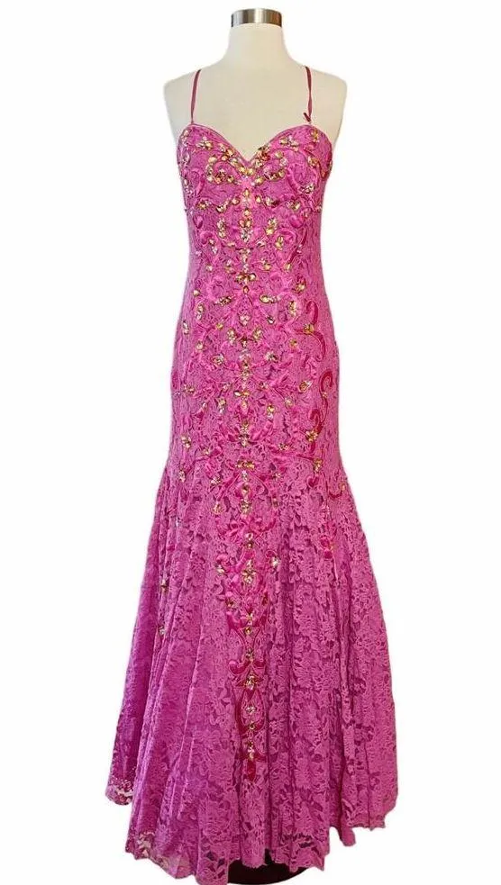 JOVANI Pink Lace Dress Strapless Mermaid Sweetheart Gown Prom Formal Gala 6 NWT - Image 4