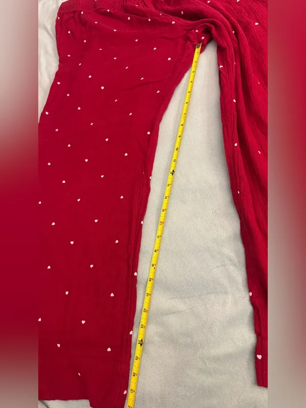 H&M Red Track Pants with White Heart Dots XXL - Image 8