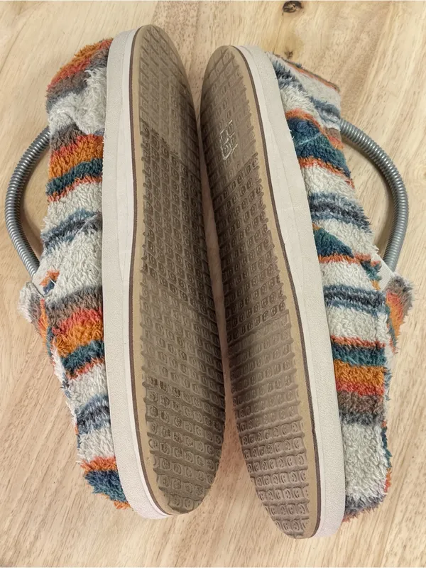 Sanuk Donna ST Striped Sherpa Fleece Slip On Loafers Shoes Beige Multi Women 9 - Image 6
