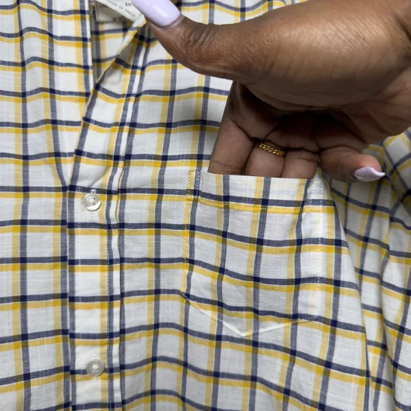 Frank‎ & Eileen Women Eileen Button Front Shirt Small Yellow Gingham Plaid Relax - Image 11