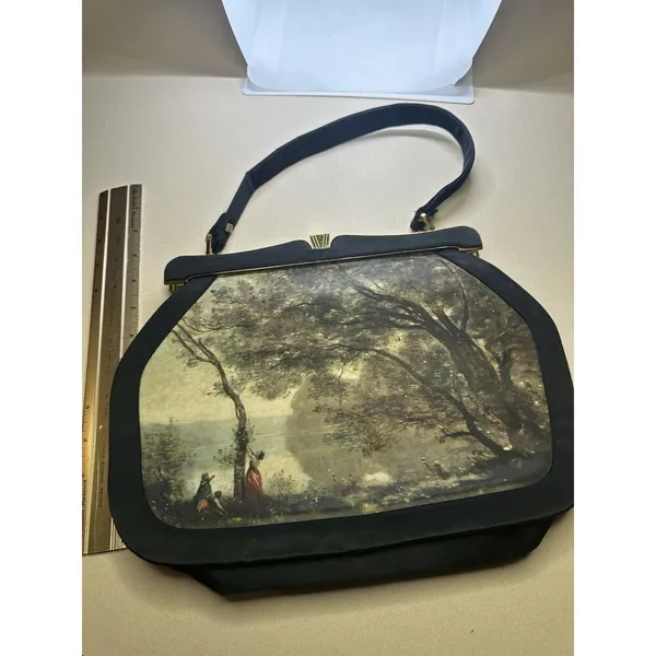 Jean Baptiste Camille Corot's painting, Souvenir de Mortefontaine Silk Handbag - Image 3