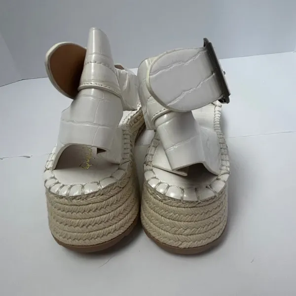 Qupid Womens White Croc Embossed Vegan Leather Platform‎ Espadrille Sandals Sz 8 - Image 10