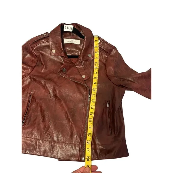Wild Fern size medium distressed faux leather red Moto jacket - Image 7