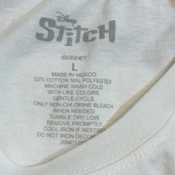 Disney Stitch Large Printed White Tropical Trendy Casual Short Sleeve T-Shirt - Image 8