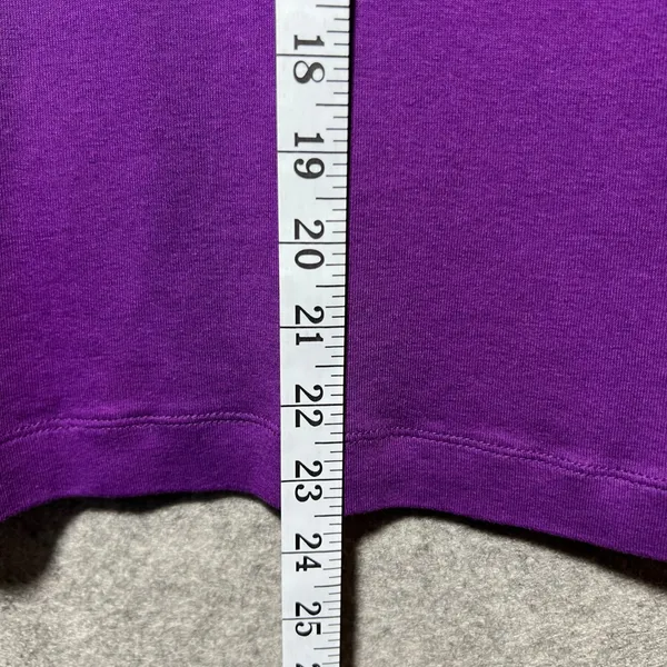 Lauren Ralph Lauren Purple‎ Long Sleeve Split Neck Top Gold Hardware Cotton Med - Image 5