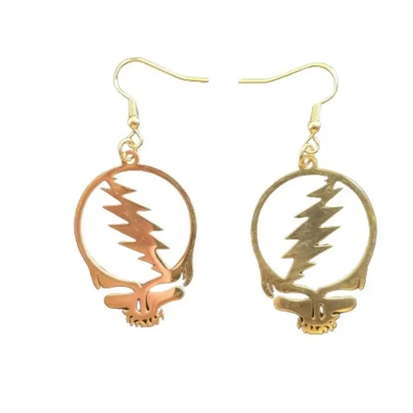 1 Pair Grateful Dead Gold Plated Stainless Steel Earrings Steal Your Face - Image 3