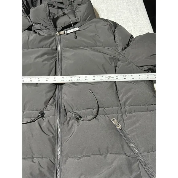 DKNY Womens‎ Long Puffer Parka Jacket Hooded Black Quilted Winter Coat XLarge XL - Image 3