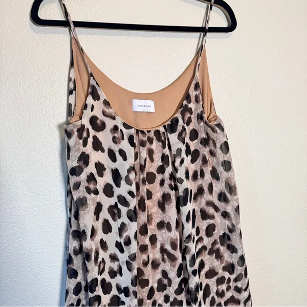 Adrienne Brown Animal Print Babydoll Mini Dress Womens M Sleeveless Casual - Image 5