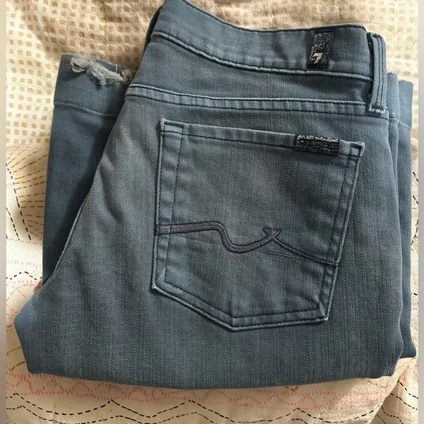 Vintage 7 For All Mankind Ginger Low-Rise Wide Leg Jeans $248MSRP - Image 3