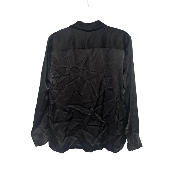 Zara Black Satin Button Down Shirt Size L - Image 8