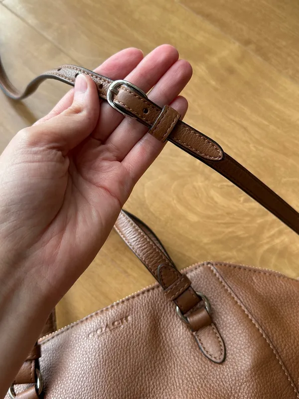 Coach Park Leather Mini Satchel, Saddle Brown Pebble Leather, Crossbody Strap - Image 3