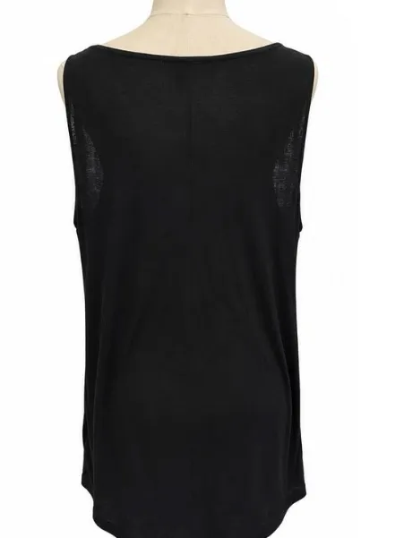 Eileen Fisher Black Sleeveless Viscose Stretch Hi-Low Tunic Top M - Image 3