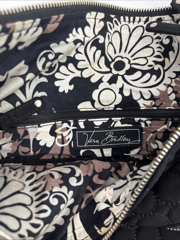 Vera Bradley Black Quilted Shoulder Tote with Front Zip Pocket - Image 11