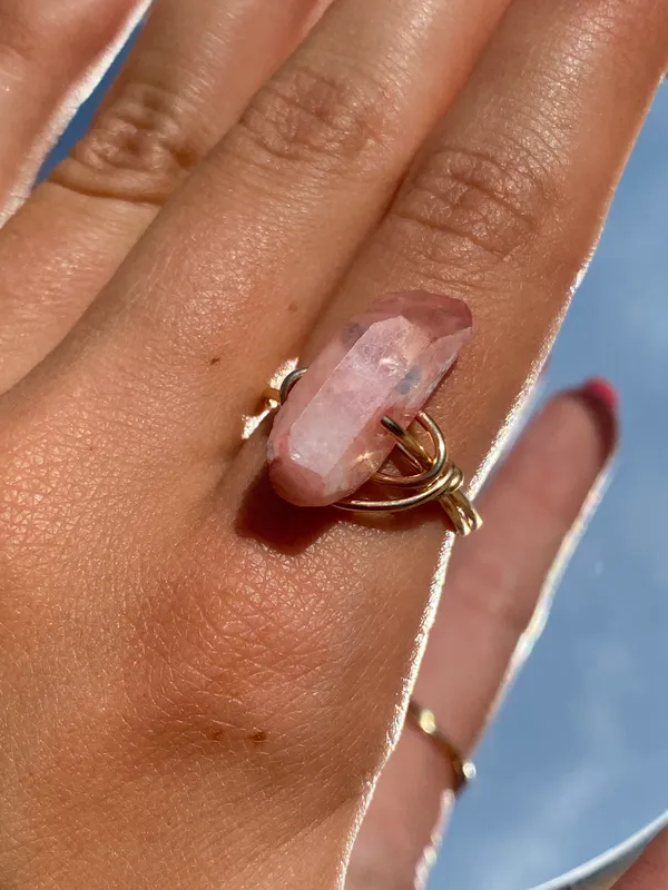 Handmade Pink crystal Ring - Image 2