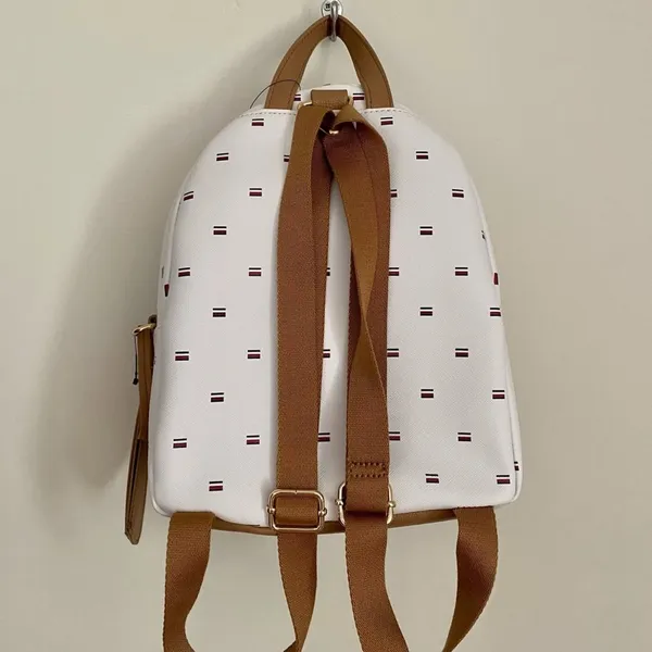 Tommy Hilfiger White and Tan Backpack with Minimalist Design - Image 2