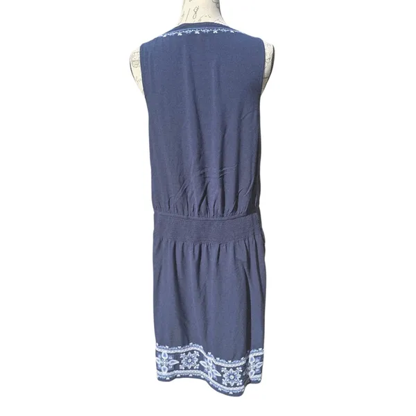 J.Jill Embroidered Dress‎ Sleeveless Navy Blue Casual Women's Small - Image 5