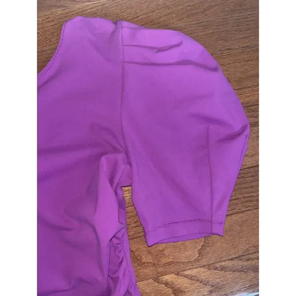 Intimately Free People Purple One Puff Shoulder Thong Bodysuit S Stretch - Image 6