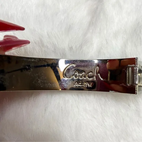 COACH “C” Signed Enamel Stainless Steel Bangle - Image 3