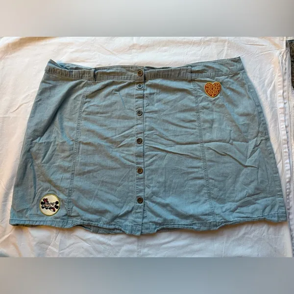 Disney Mickey and Minnie Denim Patch Skirt 3X - Image 4