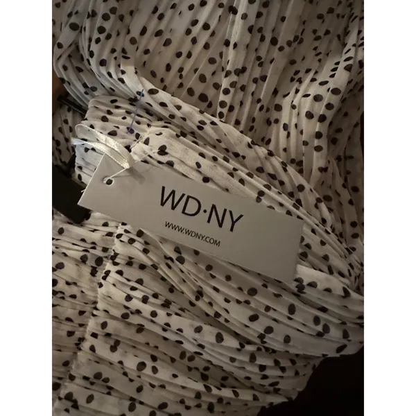 WD·NY White Black Polka Dot Pleated Tiered Midi Maxi Skirt NWT Size M - Image 6
