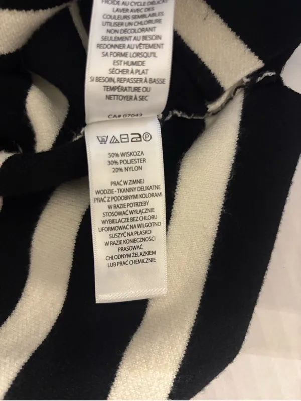 Jones New York Black, White & Blue Striped Turtleneck Sweater Size 1X - Image 6