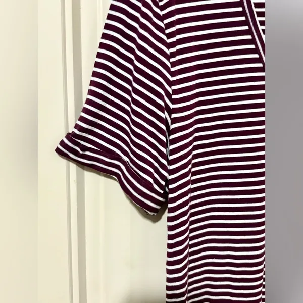 American Eagle Maroon/White Striped Soft & Sexy T-Shirt - Image 3